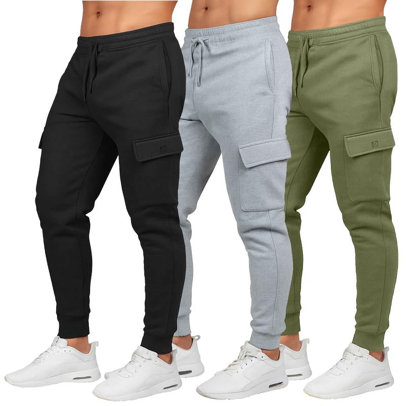 Men'S 3 Pack Fleece Active Athletic Jogger Sweatpants with Drawstring Sizes S-2XL Breathable