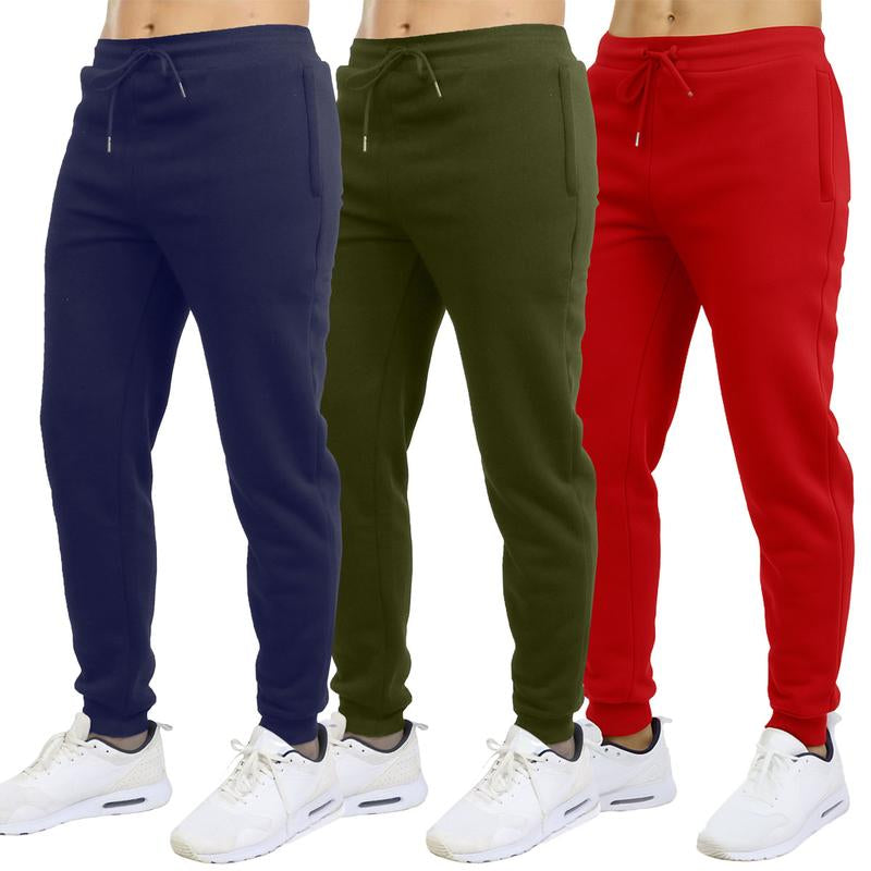 Men'S 3 Pack Fleece Active Athletic Jogger Sweatpants with Drawstring Sizes S-2XL Breathable