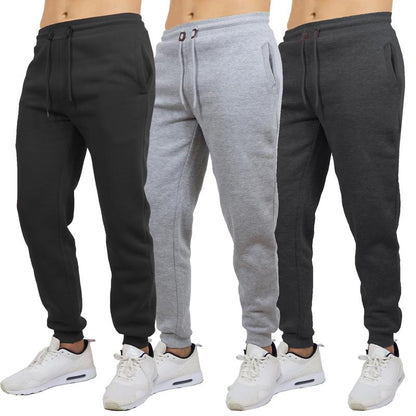 Men'S 3 Pack Fleece Active Athletic Jogger Sweatpants with Drawstring Sizes S-2XL Breathable