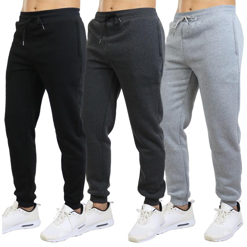 Men'S 3 Pack Fleece Active Athletic Jogger Sweatpants with Drawstring Sizes S-2XL Breathable
