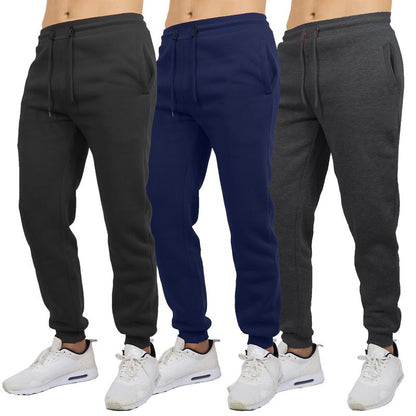 Men'S 3 Pack Fleece Active Athletic Jogger Sweatpants with Drawstring Sizes S-2XL Breathable