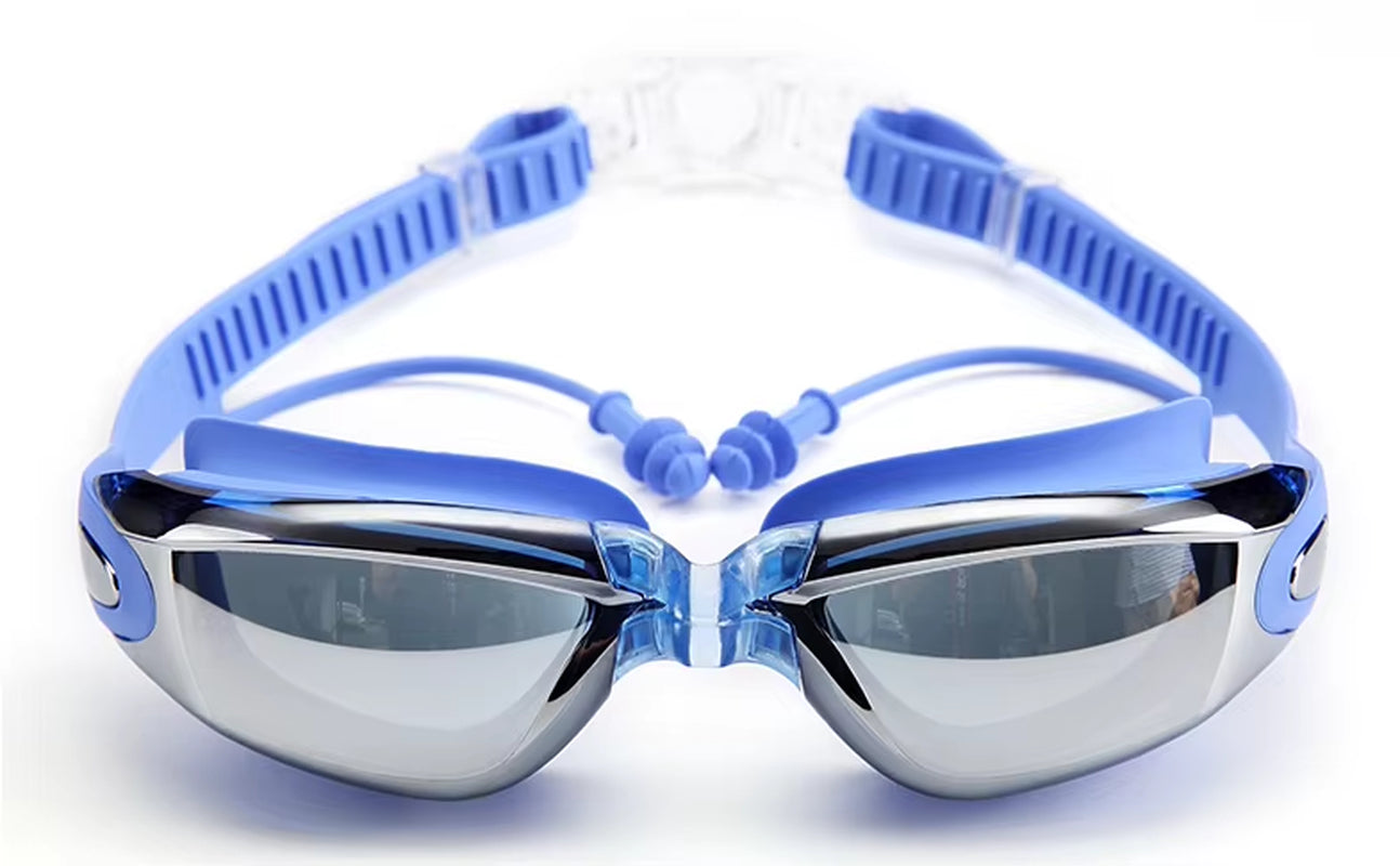 Electroplating Swimming Glasses Myopia Swimming Pool and Professional Waterproof Earplug Swimming Water Formula Glasses Diving
