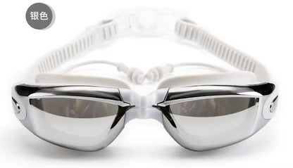Electroplating Swimming Glasses Myopia Swimming Pool and Professional Waterproof Earplug Swimming Water Formula Glasses Diving