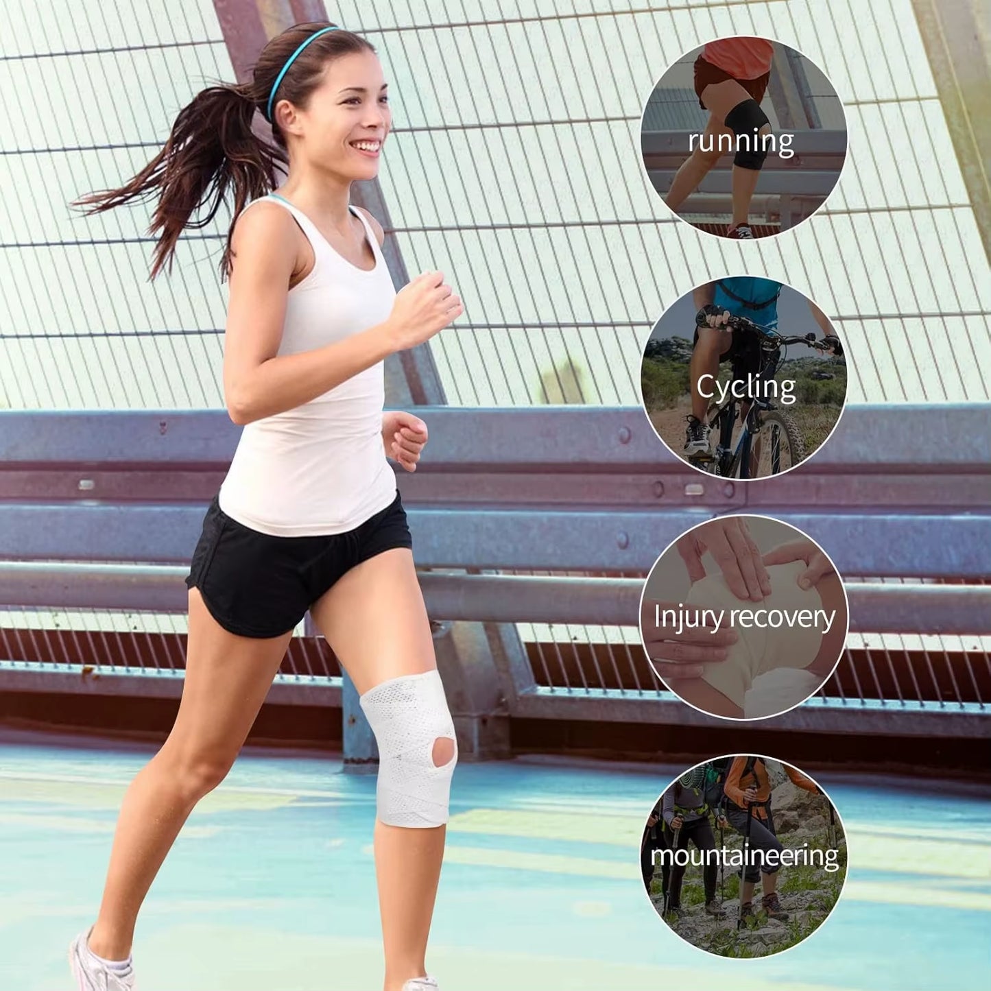 Muqinush Sports Knee Pad with Adjustable Breathable Side Support Meniscus Knee Pad for Sports Running Basketball Fitness Daily