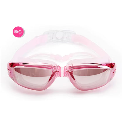 Electroplating Swimming Glasses Myopia Swimming Pool and Professional Waterproof Earplug Swimming Water Formula Glasses Diving