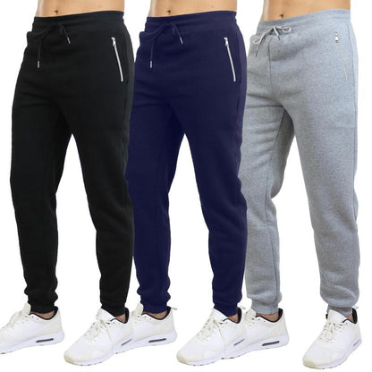 Men'S 3 Pack Fleece Active Athletic Jogger Sweatpants with Drawstring Sizes S-2XL Breathable