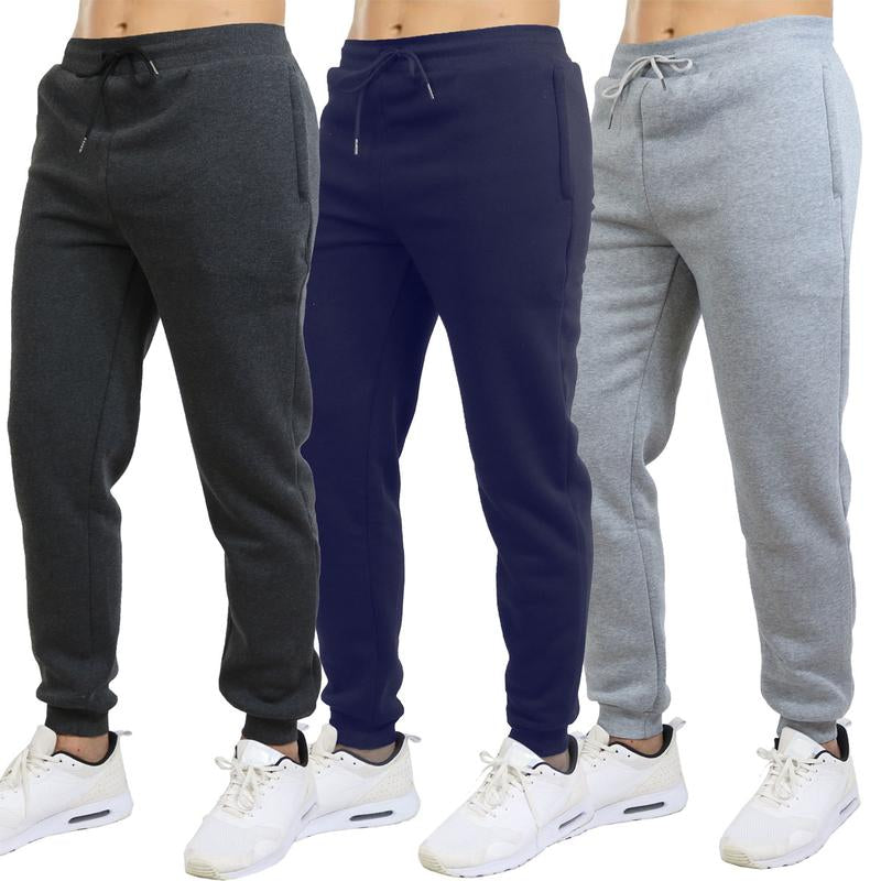Men'S 3 Pack Fleece Active Athletic Jogger Sweatpants with Drawstring Sizes S-2XL Breathable