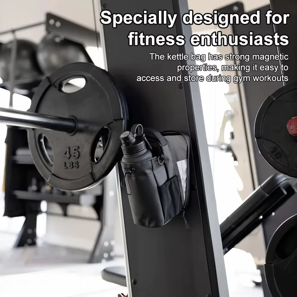 Magnetic Gym Bag Large Capacity Magnetic Carrier Bag with Phone Pocket Portable Gym Water Bottle Pouch Gym Accessories Organizer