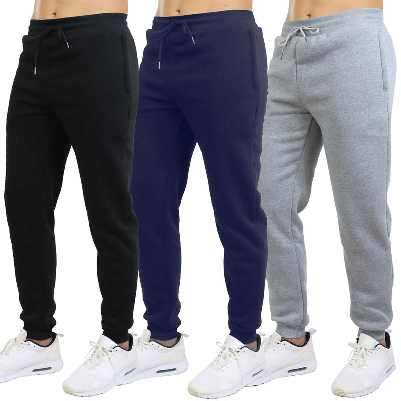 Men'S 3 Pack Fleece Active Athletic Jogger Sweatpants with Drawstring Sizes S-2XL Breathable