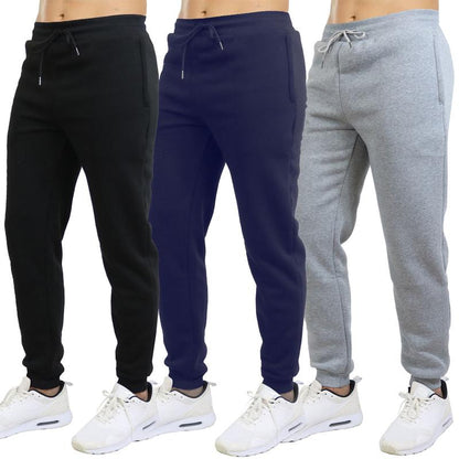 Men'S 3 Pack Fleece Active Athletic Jogger Sweatpants with Drawstring Sizes S-2XL Breathable