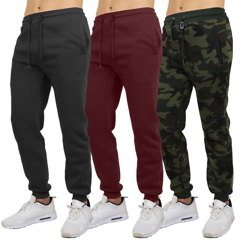 Men'S 3 Pack Fleece Active Athletic Jogger Sweatpants with Drawstring Sizes S-2XL Breathable