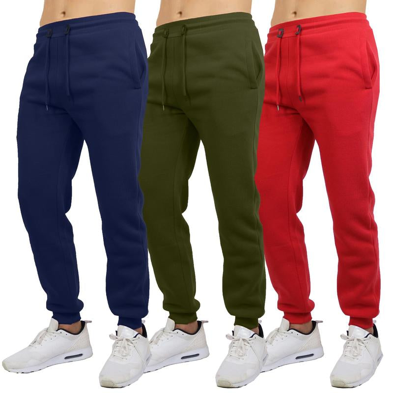 Men'S 3 Pack Fleece Active Athletic Jogger Sweatpants with Drawstring Sizes S-2XL Breathable