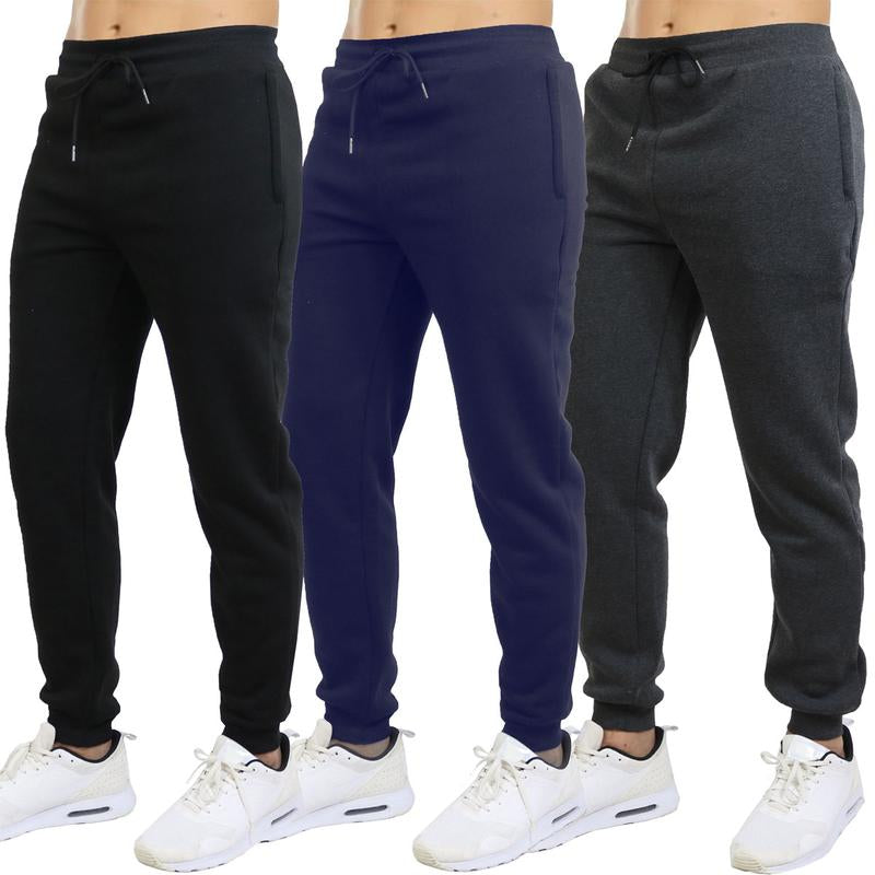 Men'S 3 Pack Fleece Active Athletic Jogger Sweatpants with Drawstring Sizes S-2XL Breathable