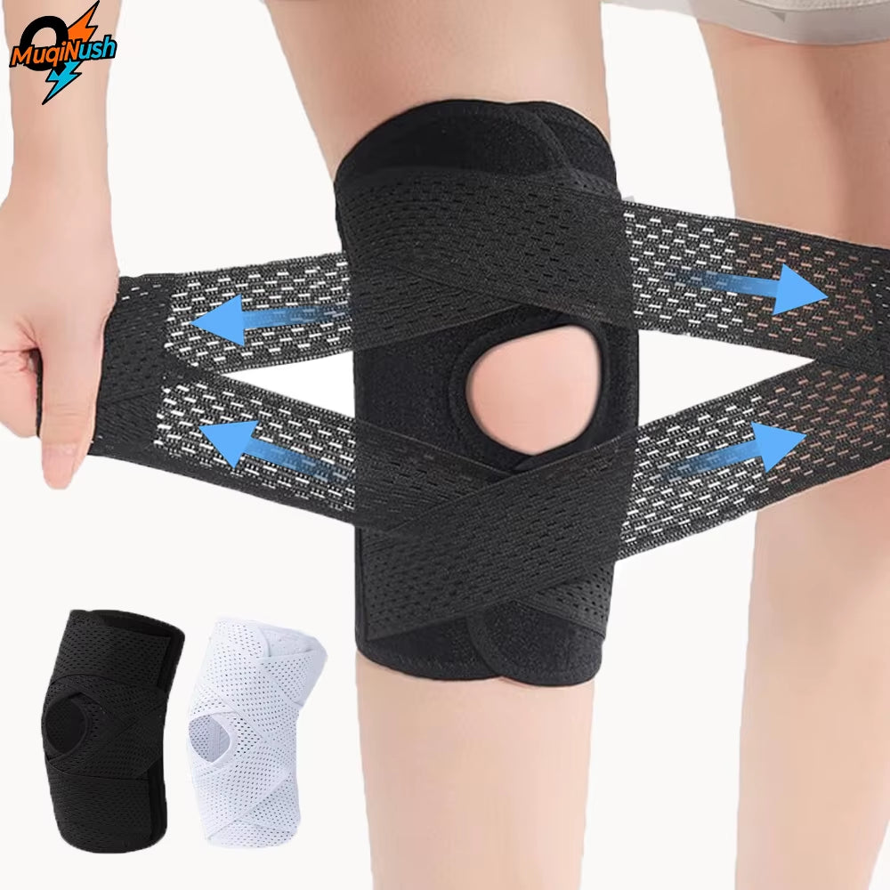 Muqinush Sports Knee Pad with Adjustable Breathable Side Support Meniscus Knee Pad for Sports Running Basketball Fitness Daily