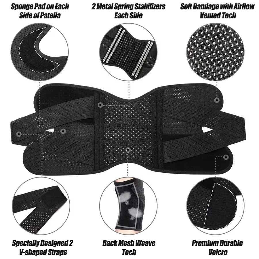 Muqinush Sports Knee Pad with Adjustable Breathable Side Support Meniscus Knee Pad for Sports Running Basketball Fitness Daily