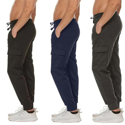Men'S 3 Pack Fleece Active Athletic Jogger Sweatpants with Drawstring Sizes S-2XL Breathable