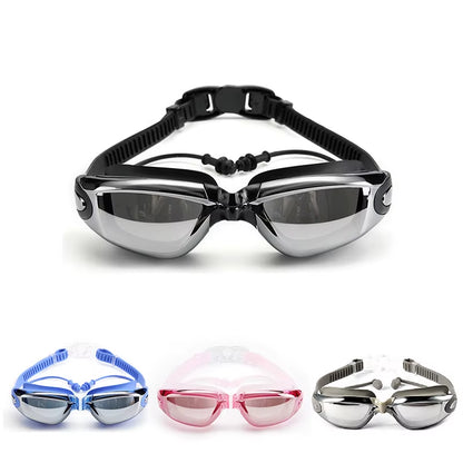 Electroplating Swimming Glasses Myopia Swimming Pool and Professional Waterproof Earplug Swimming Water Formula Glasses Diving